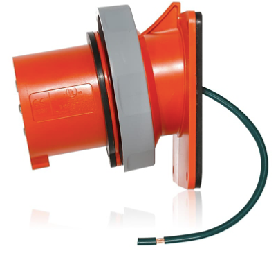 Leviton 430B12WLEV LEV Series IEC Pin & Sleeve Inlet, 30 Amp, 125/250 Volt, 3P, 4W, Orange Finish