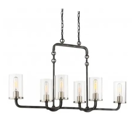 Nuvo 60-6124 Sherwood 6-Light Island Pendant Light Fixture, Iron Black