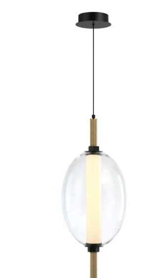 SDQ Lighting MP10001BKGD Orlina 10" Modern Matte Black / Brushed Gold LED Mini Hanging Light