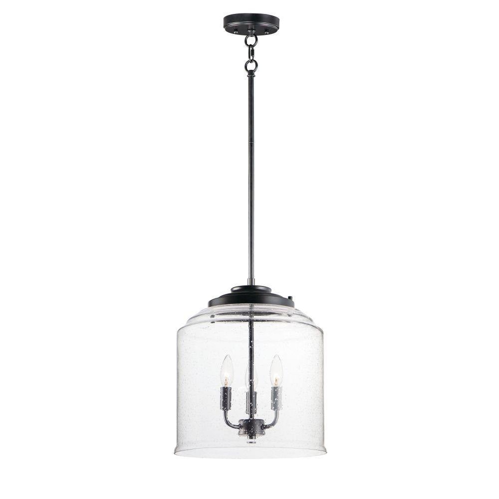 Maxim Lighting 12273CDBK Acadia 3 Light Pendant in Matte Black - full pendant with stem and chain