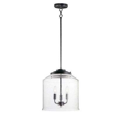 Maxim Lighting 12273CDBK Acadia 3 Light Pendant in Matte Black - full pendant with stem and chain