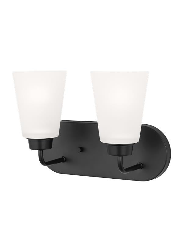 Generation Lighting Kerrville 2 light bath vanity wall light in midnight black