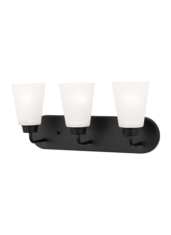 Generation Lighting Kerrville 3 light bath vanity wall light in midnight black