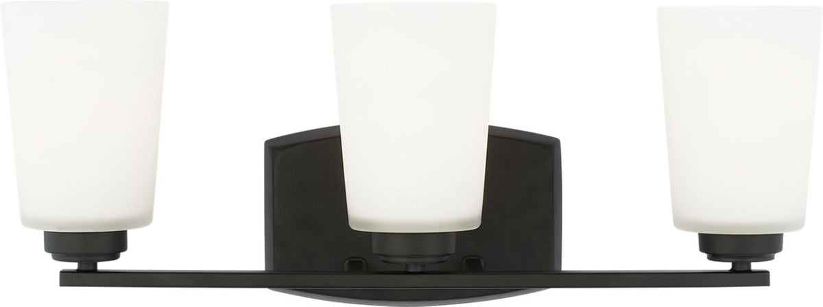 Generation Lighting Franport 3 light midnight black bath vanity wall light