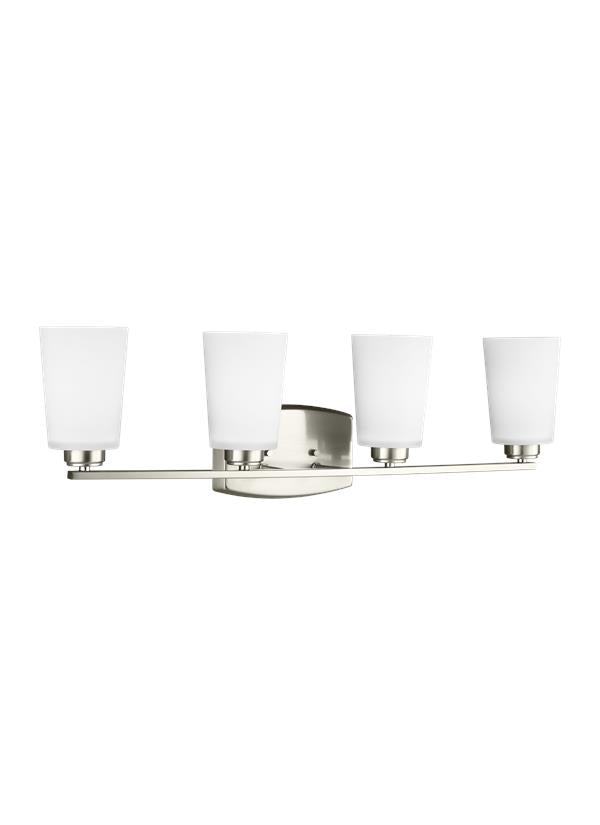 Generation Lighting 4428904EN3-962 Franport 4 Light Brushed Nickel Bath Vanity Wall Light