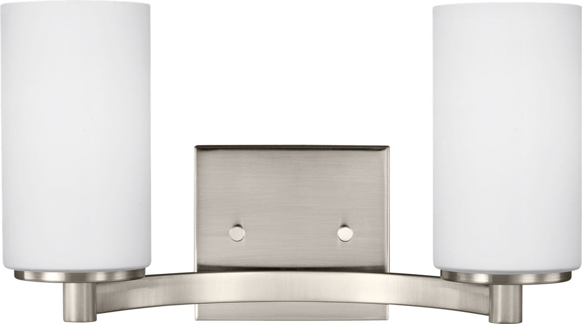 Generation Lighting Hettinger 2 light bath vanity wall light in brushed nickel