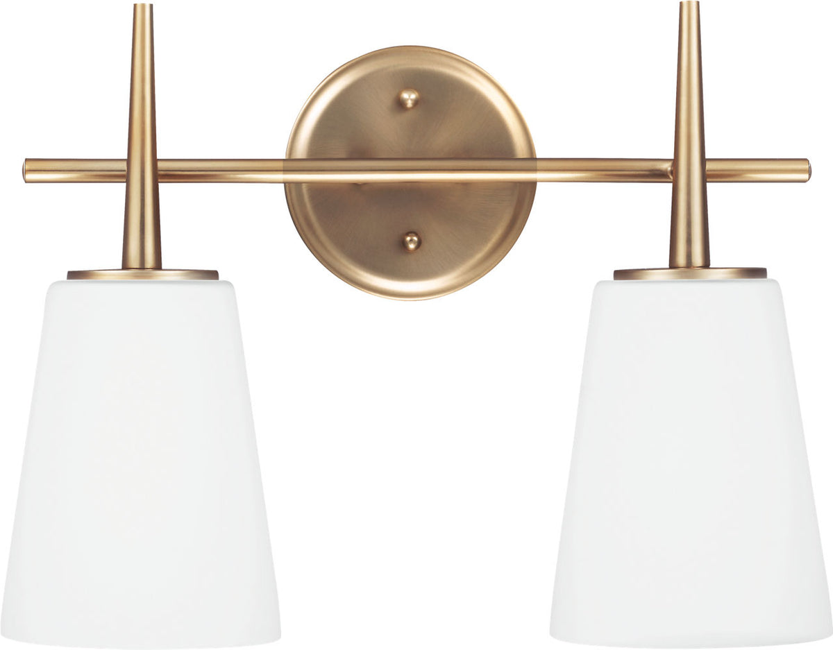 Generation Lighting Driscoll 2 light satin brass bath vanity wall light