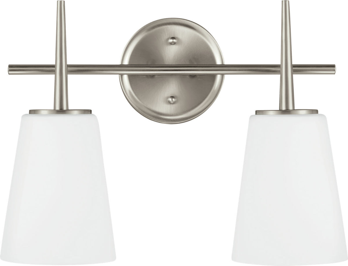 Generation Lighting Driscoll 2 light brushed nickel bath vanity wall light