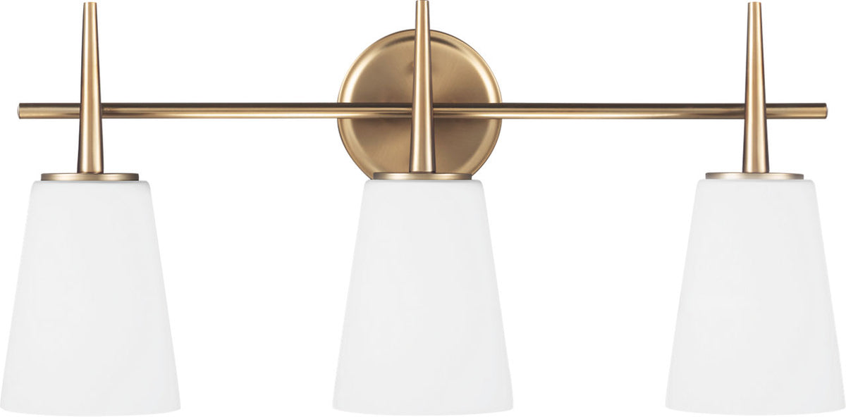 Generation Lighting Driscoll 3 light satin brass bath vanity wall light