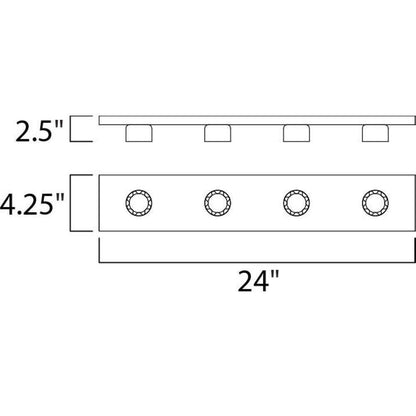 Maxim Lighting 4454PC Essentials 4 Light Bath Vanity Wall Light Dimensions Diagram