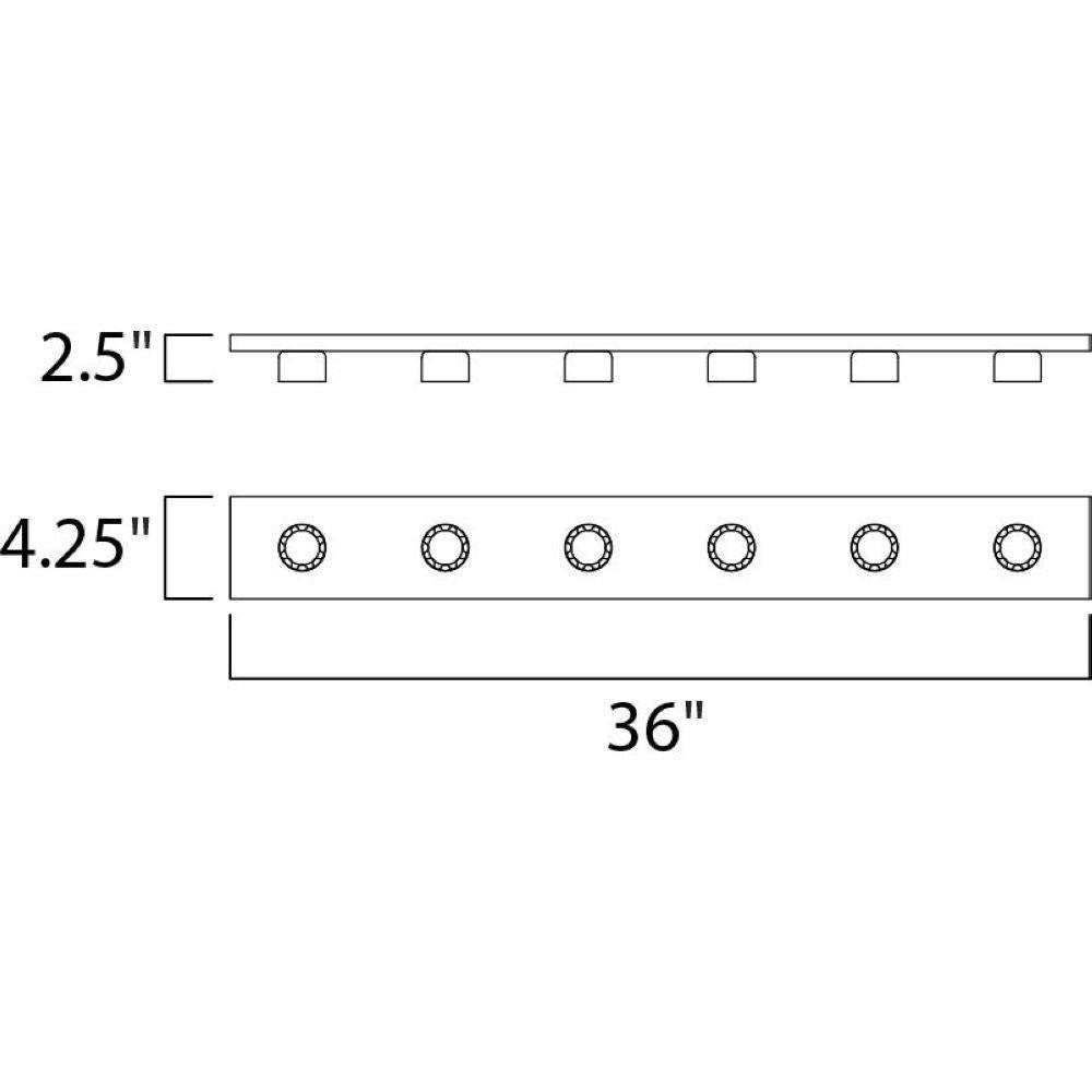 Maxim Lighting 4456PC Essentials 445x 6 Light 36 Inch Polished Chrome Bath Vanity Wall Light - Dimensions Diagram