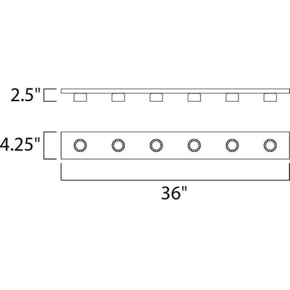 Maxim Lighting 4456PC Essentials 445x 6 Light 36 Inch Polished Chrome Bath Vanity Wall Light - Dimensions Diagram
