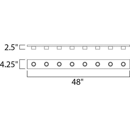 Maxim Lighting 4458PC Essentials 8 Light 48 Inch Polished Chrome Bath Vanity Wall Light - Dimensions Diagram