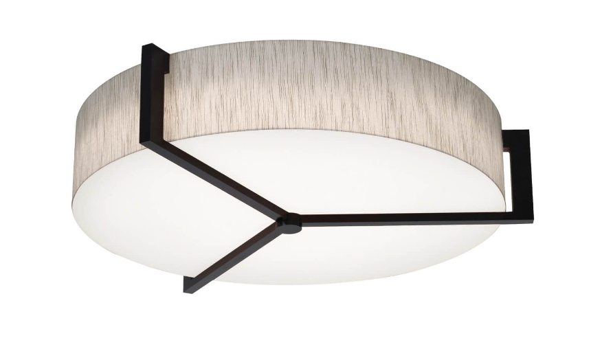AFX Lighting APF2432MBES-JT Apex 3 Light 27 Inch Flush Mount In Espresso With Jute Shade-White Bottom Acrylic Diffuser