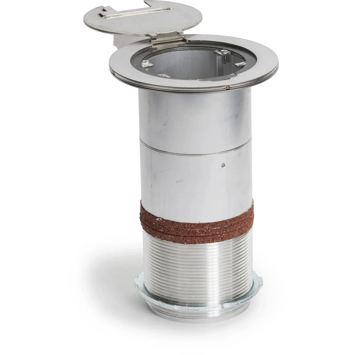 Lew Electric MOI4-REC-SYS-COMM-SS-AHC-CED 4" Round Poke Thru Core Drill Flush Box, Recessed, 2 Holes - Stainless