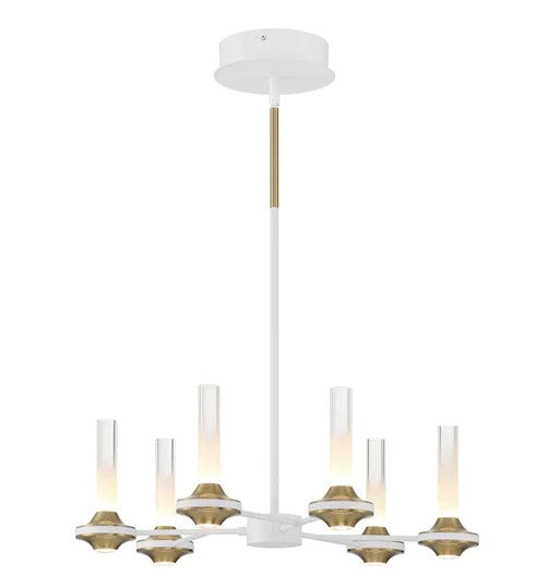 Eurofase Lighting 45712-029 Torcia 12 Lights 24" LED Chandelier Ceiling Light, White/Gold Finish