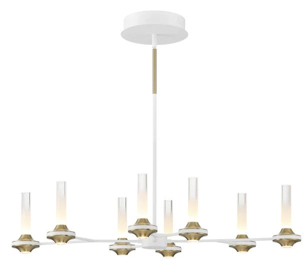 Eurofase Lighting 45714-023 Torcia LED 16 Light 23 inch Chandelier Ceiling Light White and Brass Finish
