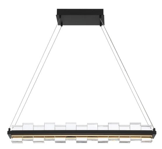 Eurofase Lighting 45717-017 Bruco Island LED Crystal Cube 2 Light 6 inch Chandelier Ceiling Light Black Finish