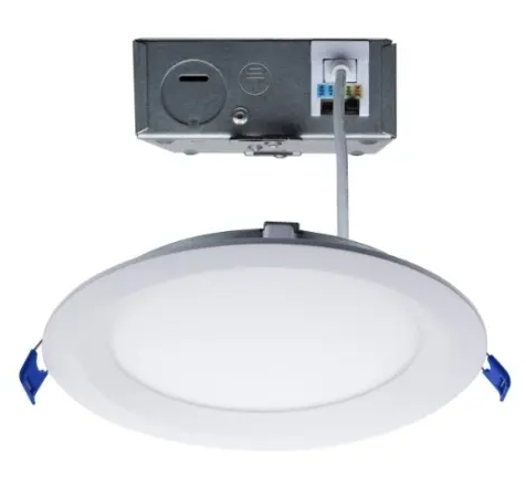 SATCO S11872 LED 6-in Round Low Prof Regress Baffle Downlight w/Remote Driver, Wattage 15W, Voltage 120V, Multi-Color Temperature, White