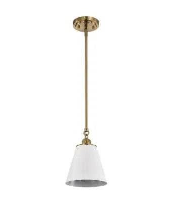 Nuvo 60-7409 Dover Pendant Light, Wattage 60W, Voltage 110V, White/Vintage Brass, Small
