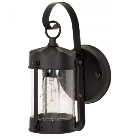 Nuvo 60-635 11" Piper Wall Lantern, Clear Seed Glass, Textured Black Finish