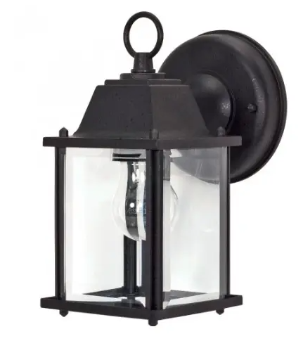 Nuvo 60-638 9" Cube Wall Lantern, Clear Beveled Glass, Textured Black Finish