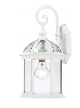 Nuvo 60-3494 Boxwood 14" Outdoor Wall Light w/ Clear Beveled Glass, Wattage 100W, White