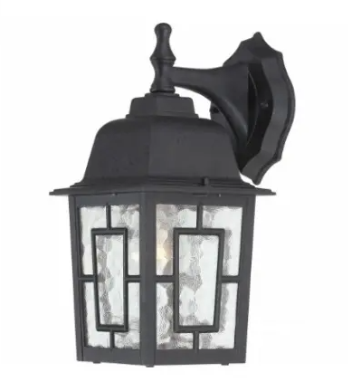 Nuvo 60-4923 12" Banyon Outside Wall Light, Clear Water Glass, Textured Black