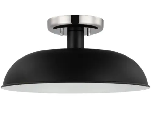 Nuvo 60-7492 Colony Semi-Flush Mount, Wattage 60W, Voltage 120V, Black/Polished Nickel, Small
