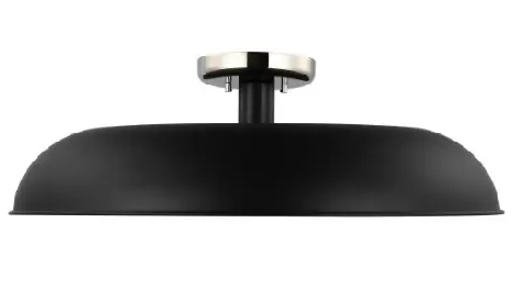 Nuvo 60-7498 Colony Semi-Flush Mount, Large, Wattage 60W, Voltage 120V, Black/Polished Nickel