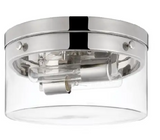 Nuvo 60-7637 Intersection Flush Mount, Medium, Wattage 60W, Voltage 120V, Clear Glass/Polished Nickel