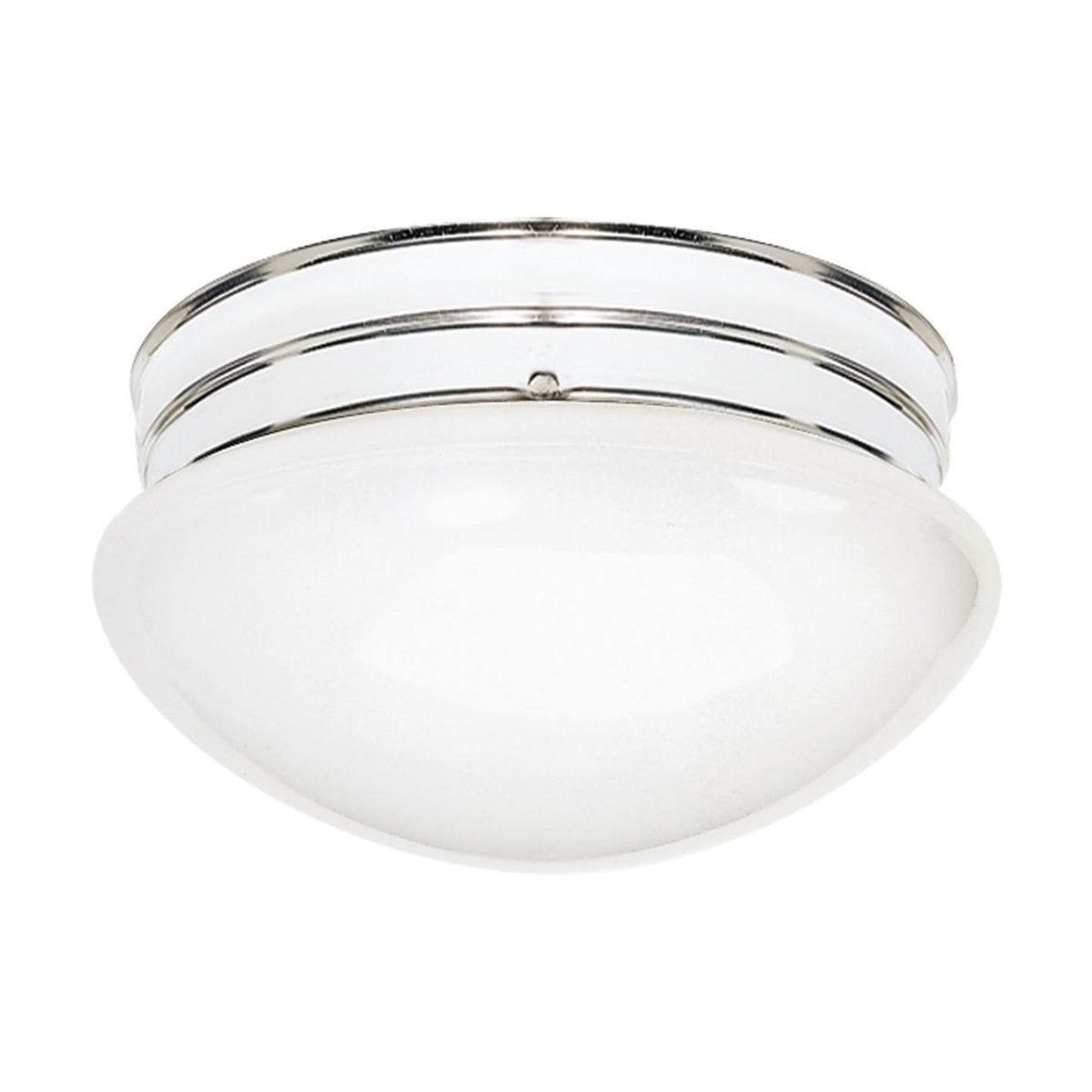 Nuvo SF77-347 2 Light 12" Flush Mount light Fixture, White Mushroom, Polished Chrome Finish