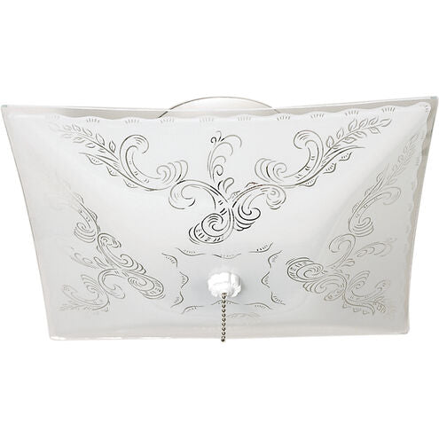 Nuvo SF77-392 2 Light 12" Ceiling Fixture, Square Floral / with Pull Chain, White Finish