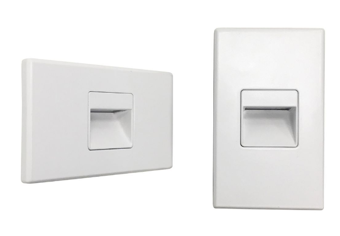 Nora Lighting NSW-720/30W Ari LED Step Light with Interchangeable Horizontal And Vertical Face Plates, 90+ CRI, Non-Dimming, Color Temperature 3000K, Voltage 120V, Wattage 2.5W, Lumens 40lm, White Finish