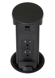 Lew Electric PUR20GACD-BK Round Kitchen Pop Up GFCI Outlet, USB-A/C Charging, Black