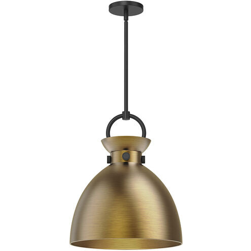 Alora Mood PD411314MBAG Waldo 1 Light 14 inch Pendant Ceiling Light,  Matte Black / Aged Gold