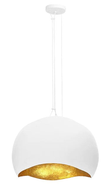 Eurofase Lighting 46439-024 Baleia 3 Light 24-inch Foil Pendant Ceiling Light White and Gold Finish