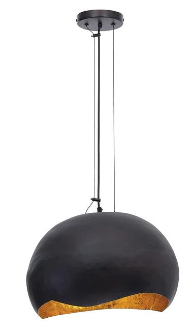 Eurofase Lighting 46440-013 Baleia 2 Light 18-inch Foil Pendant Ceiling Light Black and Gold Finish