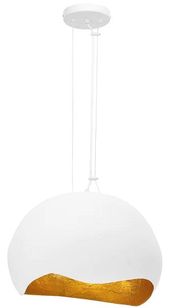 Eurofase Lighting 46440-020 Baleia 2 Light 18-inch Foil Pendant Ceiling Light White and Gold Finish