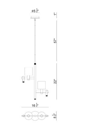 Eurofase Lighting 46520-012 Decato 2 Light 5.5-inch Pendant Ceiling Light Brushed Gold Finish