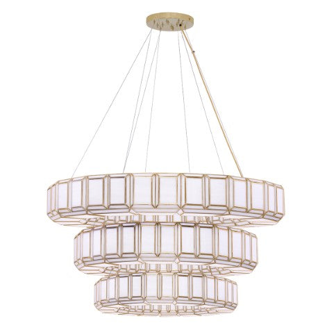 Eurofase Lighting 46624-017 Belmont 3-Tier 36 Light 48-inch Chandelier Ceiling Light Antique Brass Finish