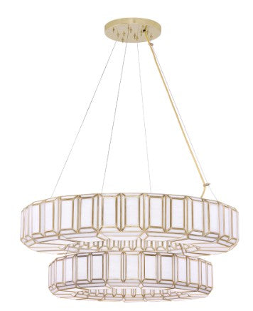 Eurofase Lighting 46625-014 Belmont 2-Tier 20 Light 37-inch Chandelier Ceiling Light Antique Brass Finish