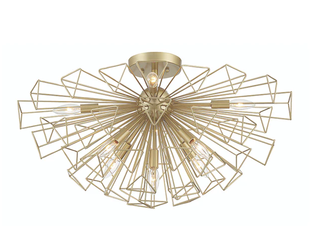 Eurofase Lighting 46762-023 Dendelio 9-Light 30" Semi Flush Mount Gold Finish
