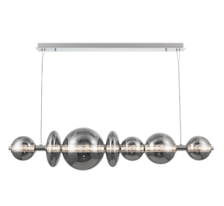 Eurofase Lighting 46772-022 Atomo LED 56 inch Chrome Island Chandelier Ceiling Light, Smoke Finish
