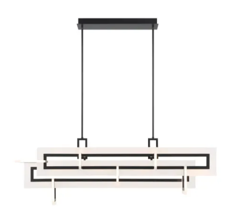 Eurofase Lighting 46806-017 Inizio 55" Wide LED Geometric Linear Chandelier, Color Temperature 3000K, Wattage 150W, Black Finish