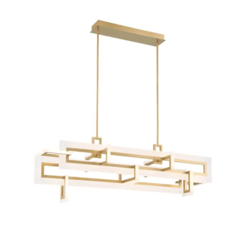 Eurofase Lighting 46806-024 Inizio 55" Wide LED Geometric Linear Chandelier, Color Temperature 3000K, Wattage 150W, Gold Finish