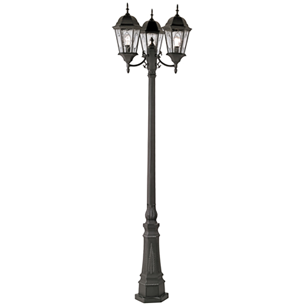 Trans Globe Lighting 4719 BK Villa Nueva 3 Light Black Pole Lantern