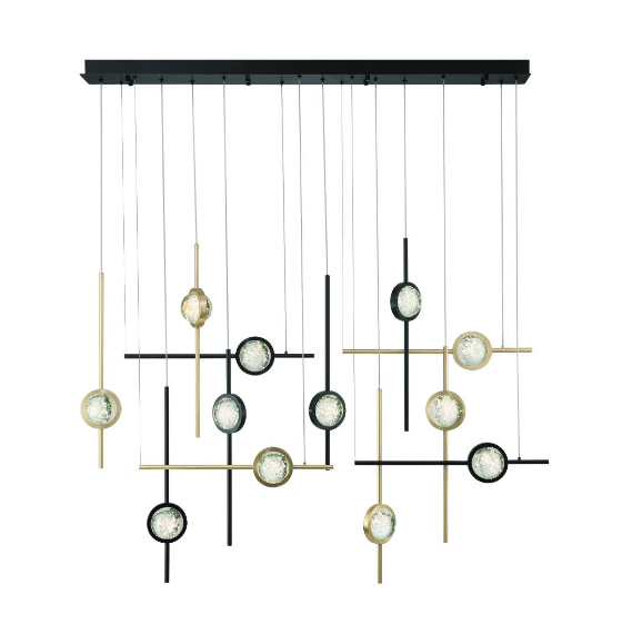 Eurofase Lighting 47256-033 Barletta 12 Light 7.75 inch Gold and Black Chandelier Ceiling Light in Black and Gold