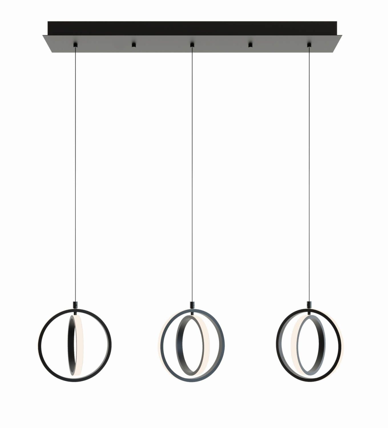 AFX Lighting LCKP09L30D1BKLNR3 Lock 36 Inch LED Multi-Port Pendant In Black With White Acrylic Diffuser