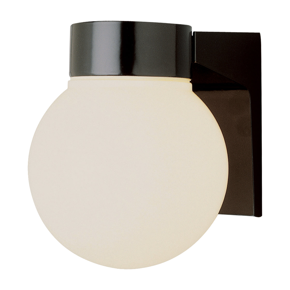 Trans Globe Lighting 4800 BK Pershing black outdoor wall light with opal globe shade